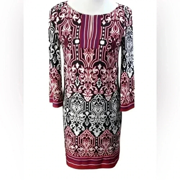 Laundry By Design Red Black Geometric Dress Size 8 - Picture 6 of 13